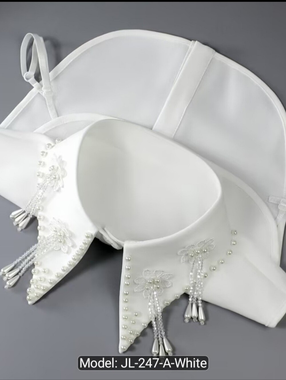 Embellished Detachable White Pearl Collar - Women Accessories